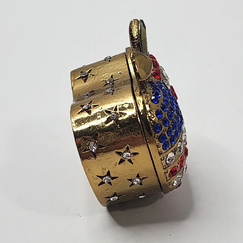 Art Form Objet d' Work of Art APPLE USA Patriotic Teacher Jeweled Trinket Box